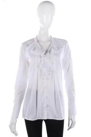 Schneiders white cotton blouse with ruffle details size M