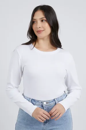 Scoop Long Sleeve Rib White