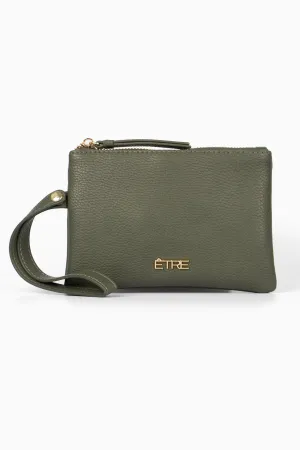 Scout Wristlet Purse - Khaki, Pebbled Faux Leather