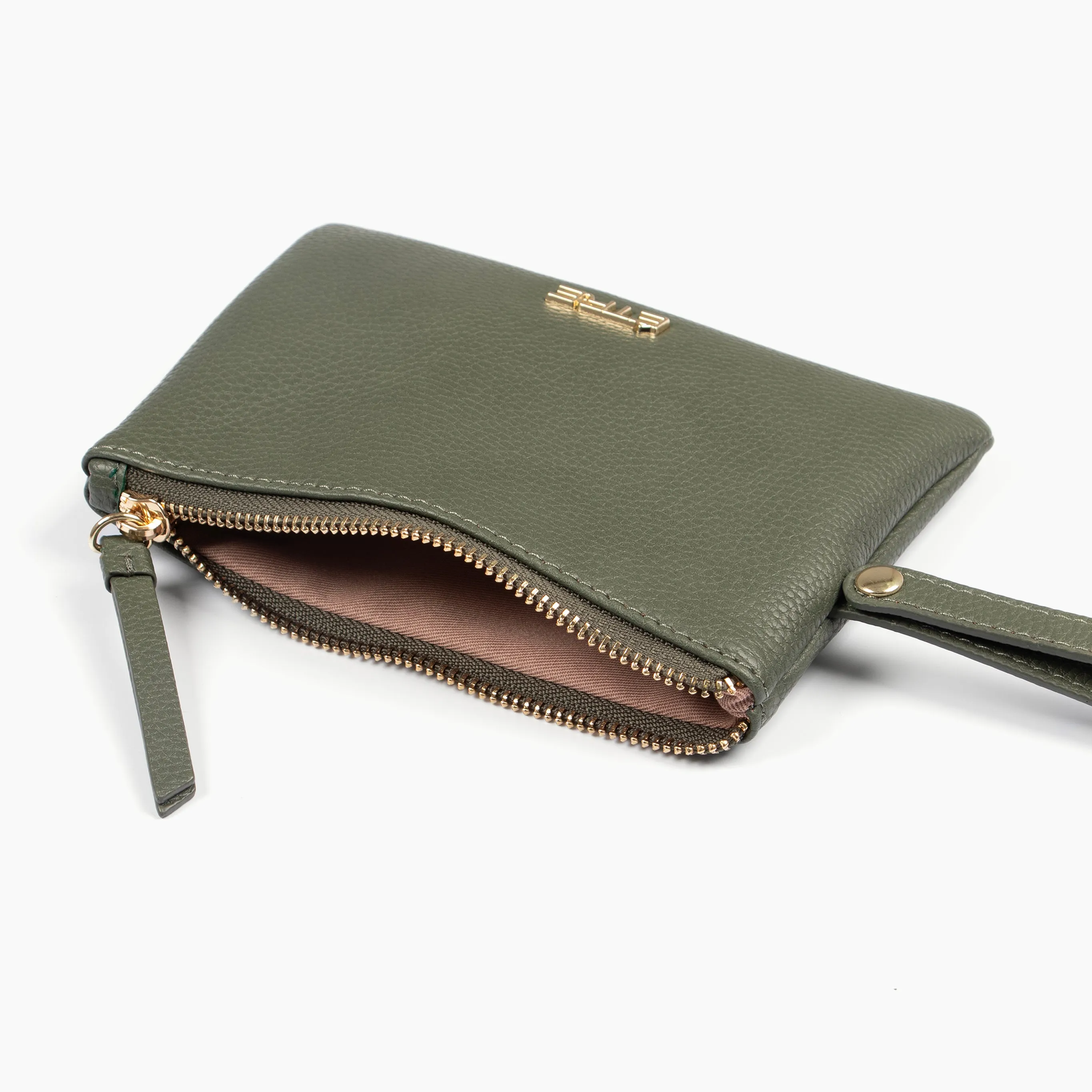 Scout Wristlet Purse - Khaki, Pebbled Faux Leather