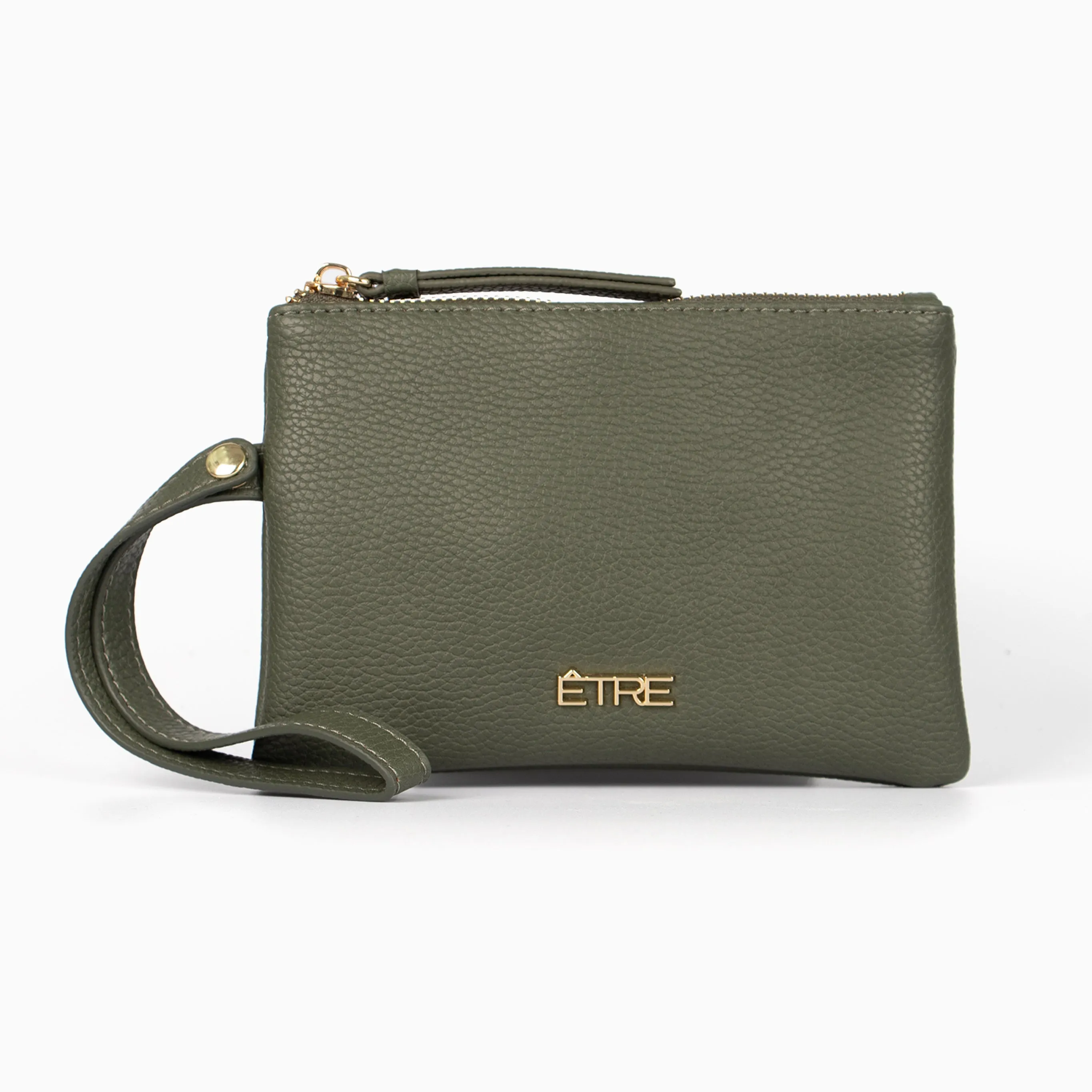 Scout Wristlet Purse - Khaki, Pebbled Faux Leather