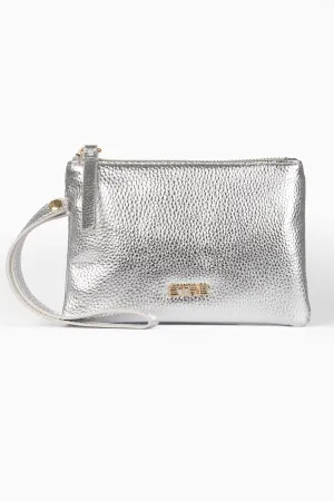 Scout Wristlet Purse - Silver, Metallic Faux Leather