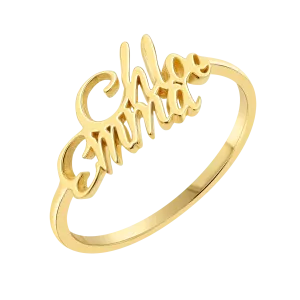 Script Double Name Ring