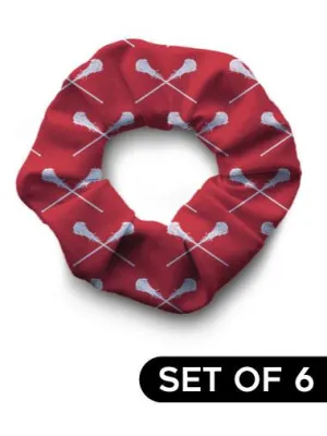 Scrunchie - Lacrosse Red Set of 6