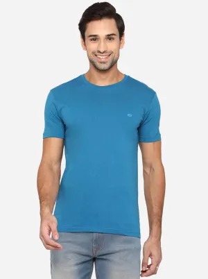 Seaport Blue Solid Slim Fit T-Shirt | JadeBlue