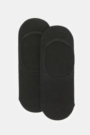 Senior Boys Black Invisible Socks Set (Pack Of 2)