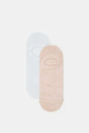 Senior Girls Pink And White Lurex Invisible Socks (2 Pairs) Senior Girls Pink And White Lurex Invisible Socks (2 Pairs)