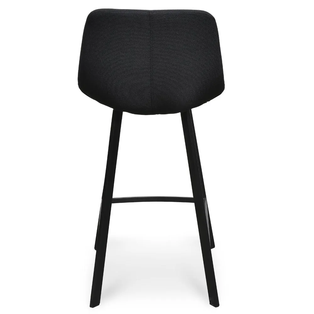 Set Of 2 - Duke 65cm Fabric Bar Stool - Black