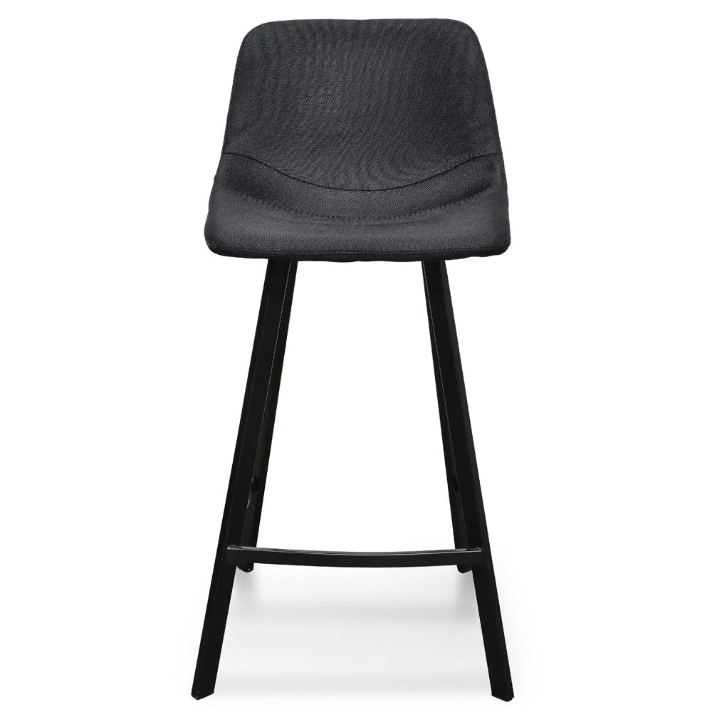 Set Of 2 - Duke 65cm Fabric Bar Stool - Black