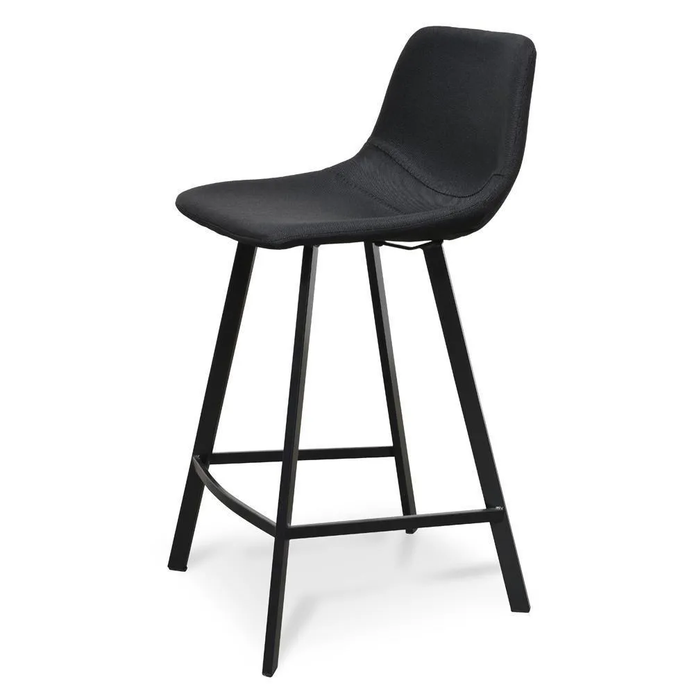 Set Of 2 - Duke 65cm Fabric Bar Stool - Black