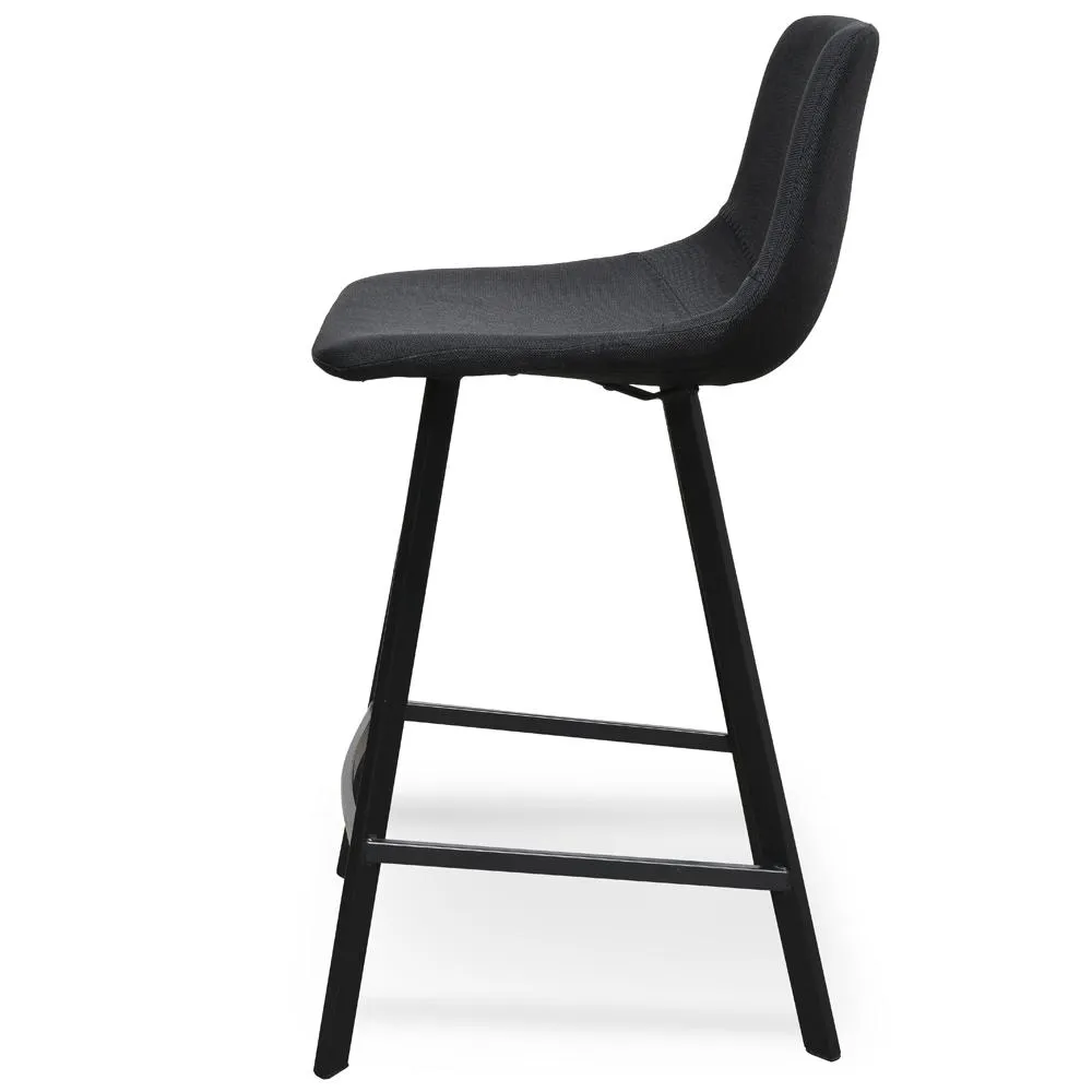 Set Of 2 - Duke 65cm Fabric Bar Stool - Black