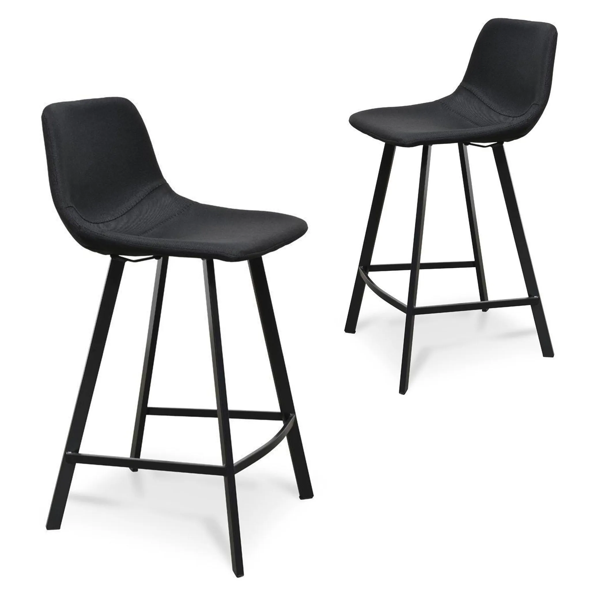 Set Of 2 - Duke 65cm Fabric Bar Stool - Black