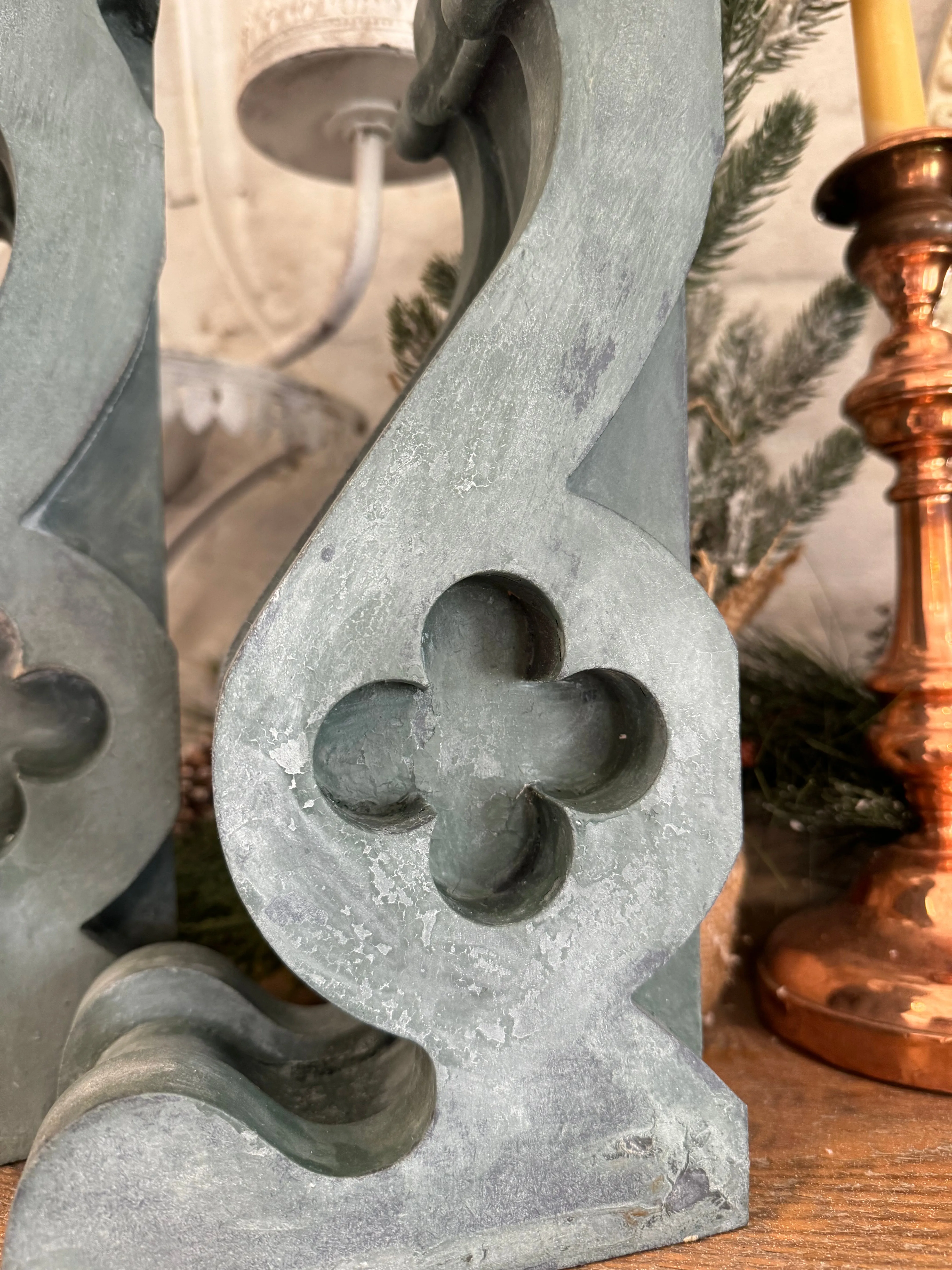 Set Of Chippy Corbels painted by Jami - 13.25” t 5.5” d 3” w MDF