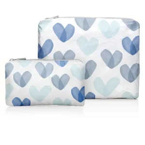 Set of Two - Organizational Pouches - "Language of Love" in Shades of Blue