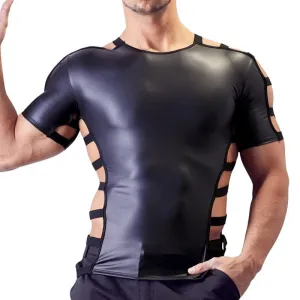Sexy Tight Hollow Out Short Sleeves Dance Style Men T-Shirt