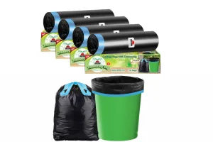 Shalimar Premium Drawstring Garbage Bags Size 24 X 32 Inches (Large) 60 Bags (4 rolls) Dustbin Bag/Trash Bag - Black Color