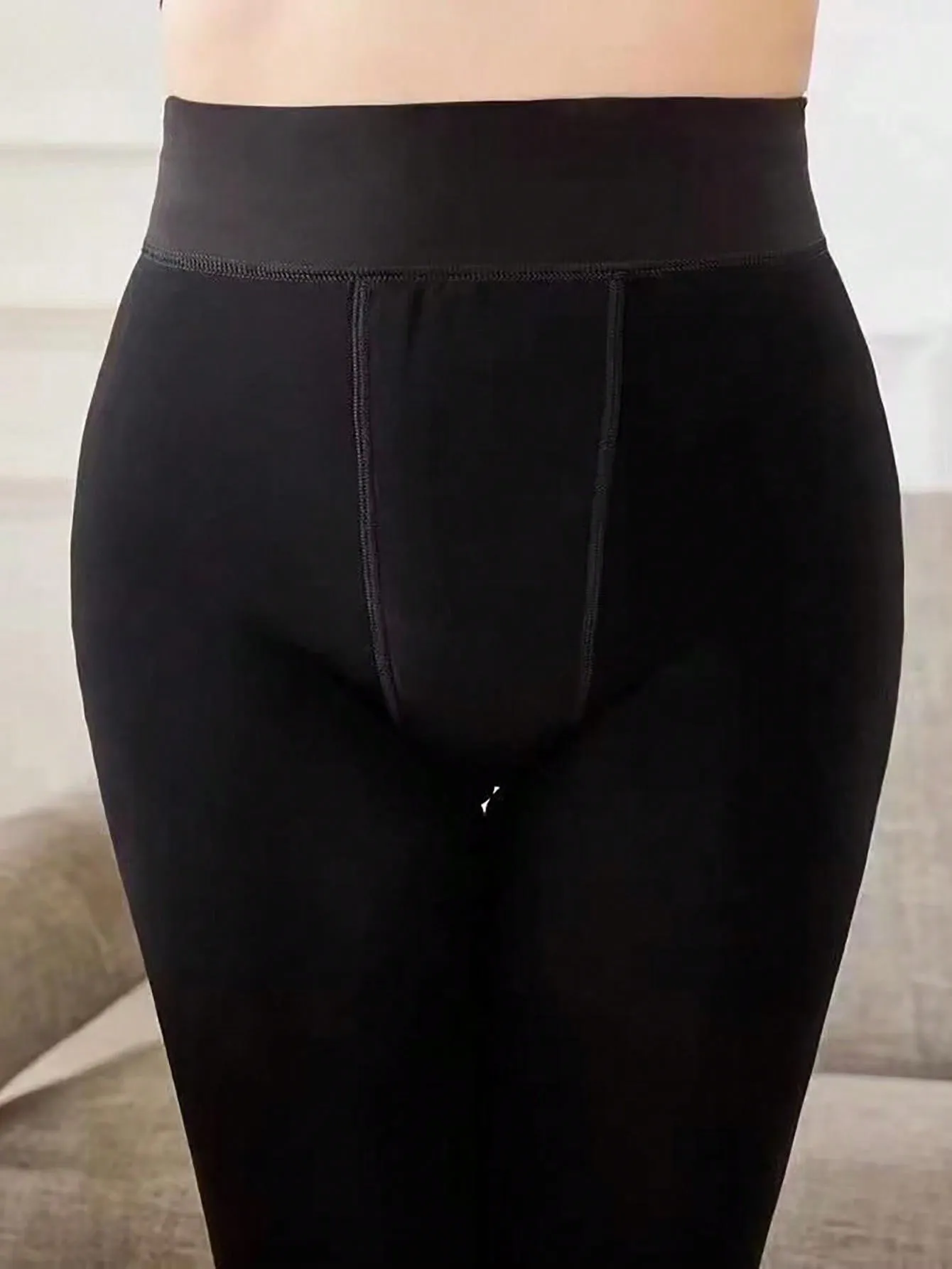 SHEIN 1pc Women's Thickened Velvet Warm Tights, Autumn And Winter Black Trousers And Leggings