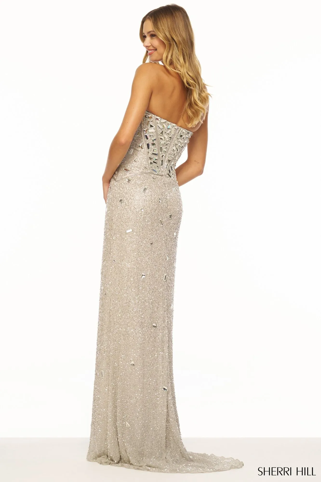 Sherri Hill - 56175 - Strapless Liquid Beaded Formal Evening Gown
