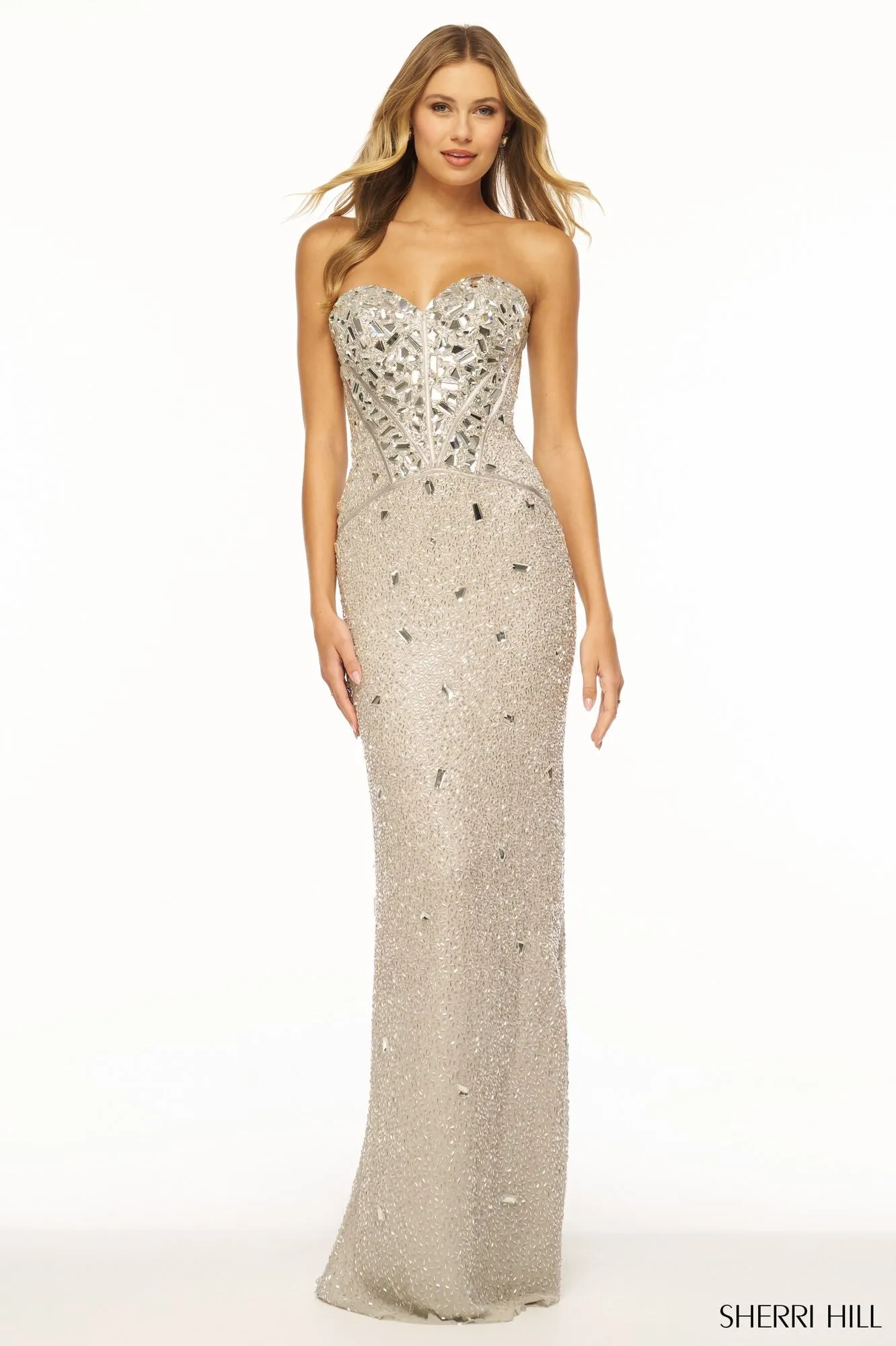 Sherri Hill - 56175 - Strapless Liquid Beaded Formal Evening Gown