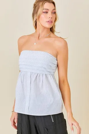 Shirt- Pleated Bust Button Front Top- SLEEVELESS