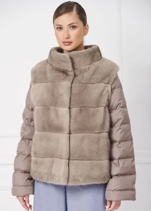 Short down jacket with mink
