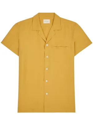 Short Sleeve Camp Collar Shirt - Mustard