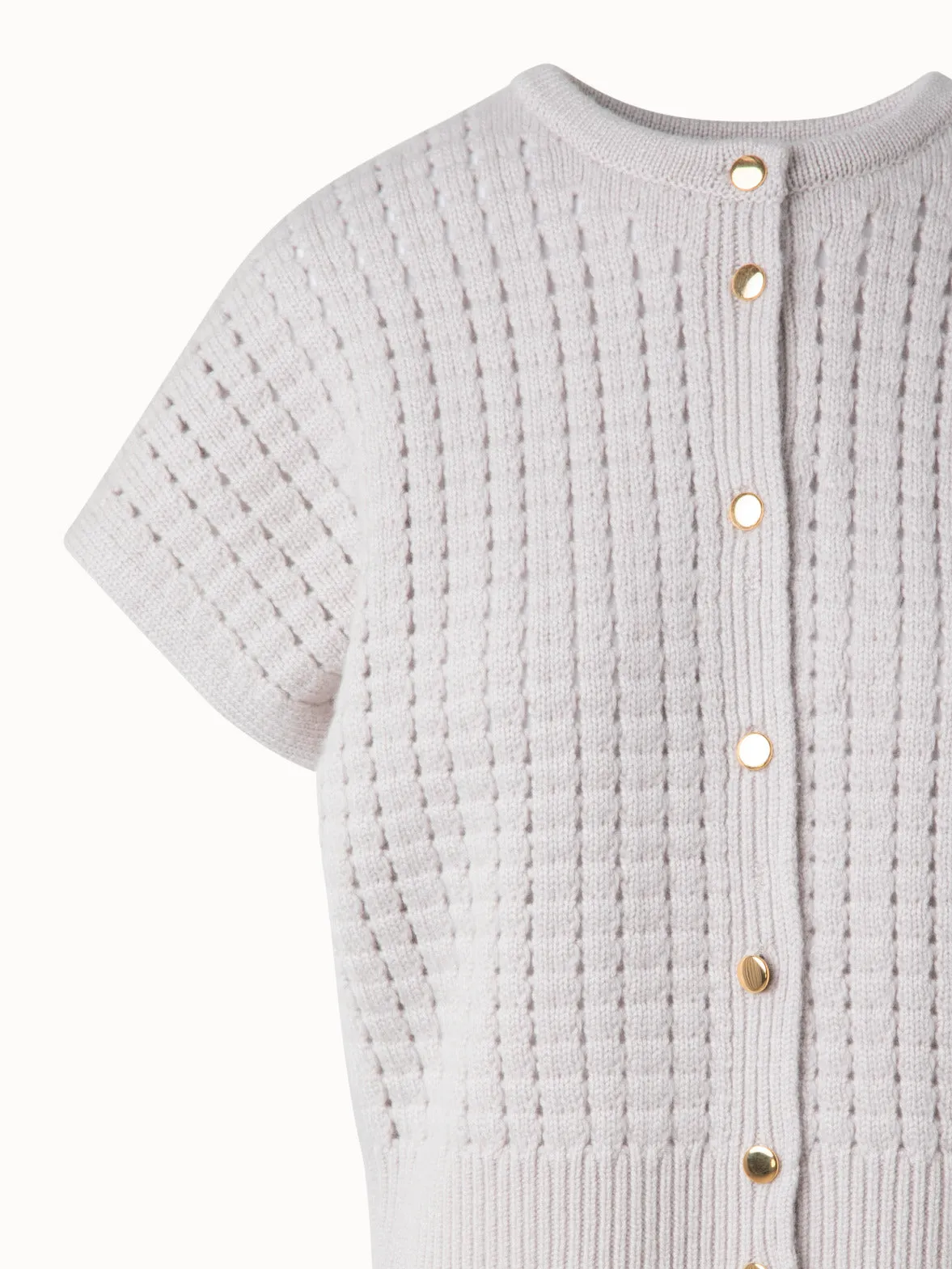 Short Sleeve Cashmere Knit Cardigan
