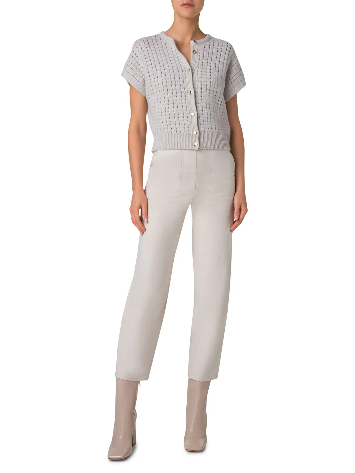 Short Sleeve Cashmere Knit Cardigan