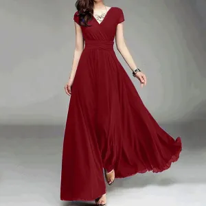 Short Sleeve Noble Slender Popularity Chiffon Evening Casual Fashion Dress