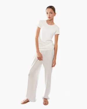 Short Sleeve Stretch Crewneck - Cream