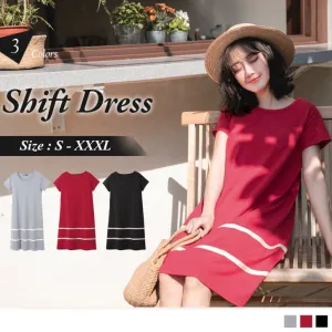SHORT SLEEVE STRIPED HEM DRESS