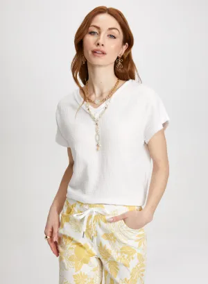 Short Sleeve Textured Blouse