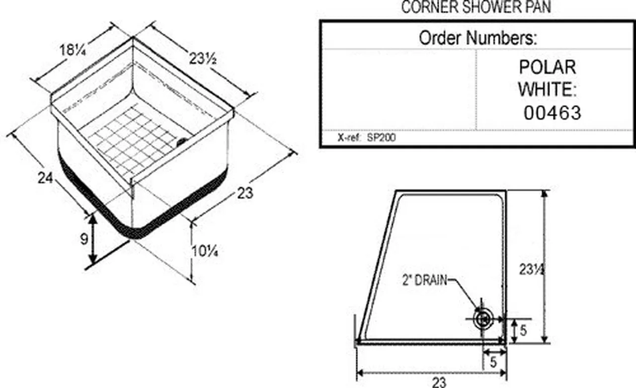 Shower Pan SP200 (00479) Polar White
