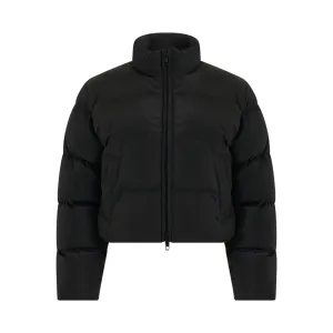 Shrunk Patent Puffer Jacket in Black