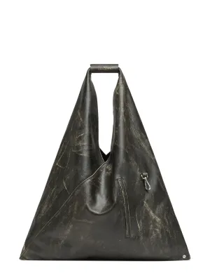 SIGNATURE NUMBERS MOTIF JAPANESE LEATHER TOTE BAG
