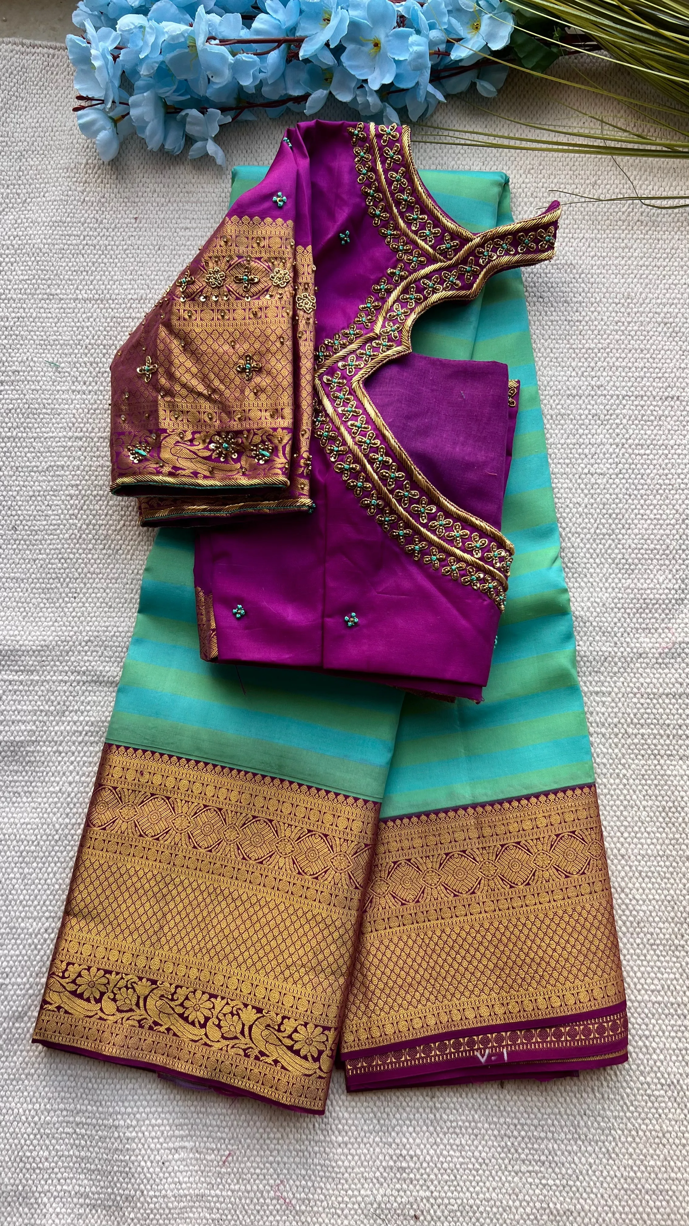 Silk blouse hand work design 1002