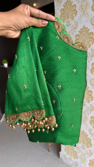 Silk blouse hand work design 1009