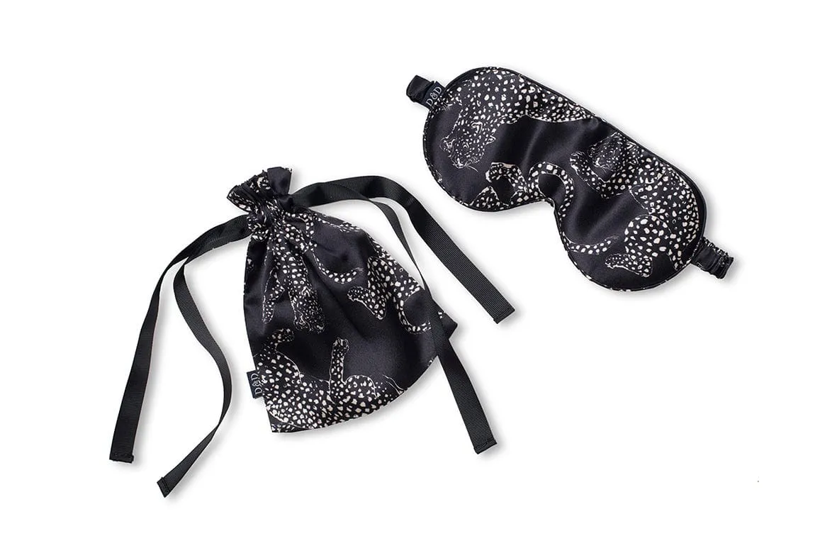 Silk Eye Mask Jag Print Navy