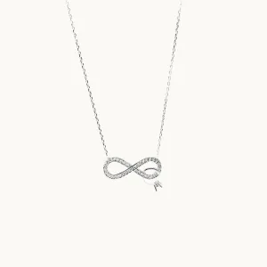 Silver and Rose Gold Crystals Infinity Pendant Necklace