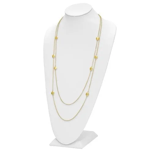 Silver Gold-tone Polished Textured Necklace