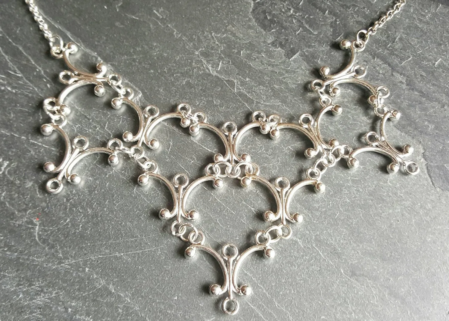 Silver Gothic Necklace - Neo Victorian Goth Jewelry - Ren Faire - Handfasting - Queen Costume - Gothic Lolita - Handmade Statement Necklace