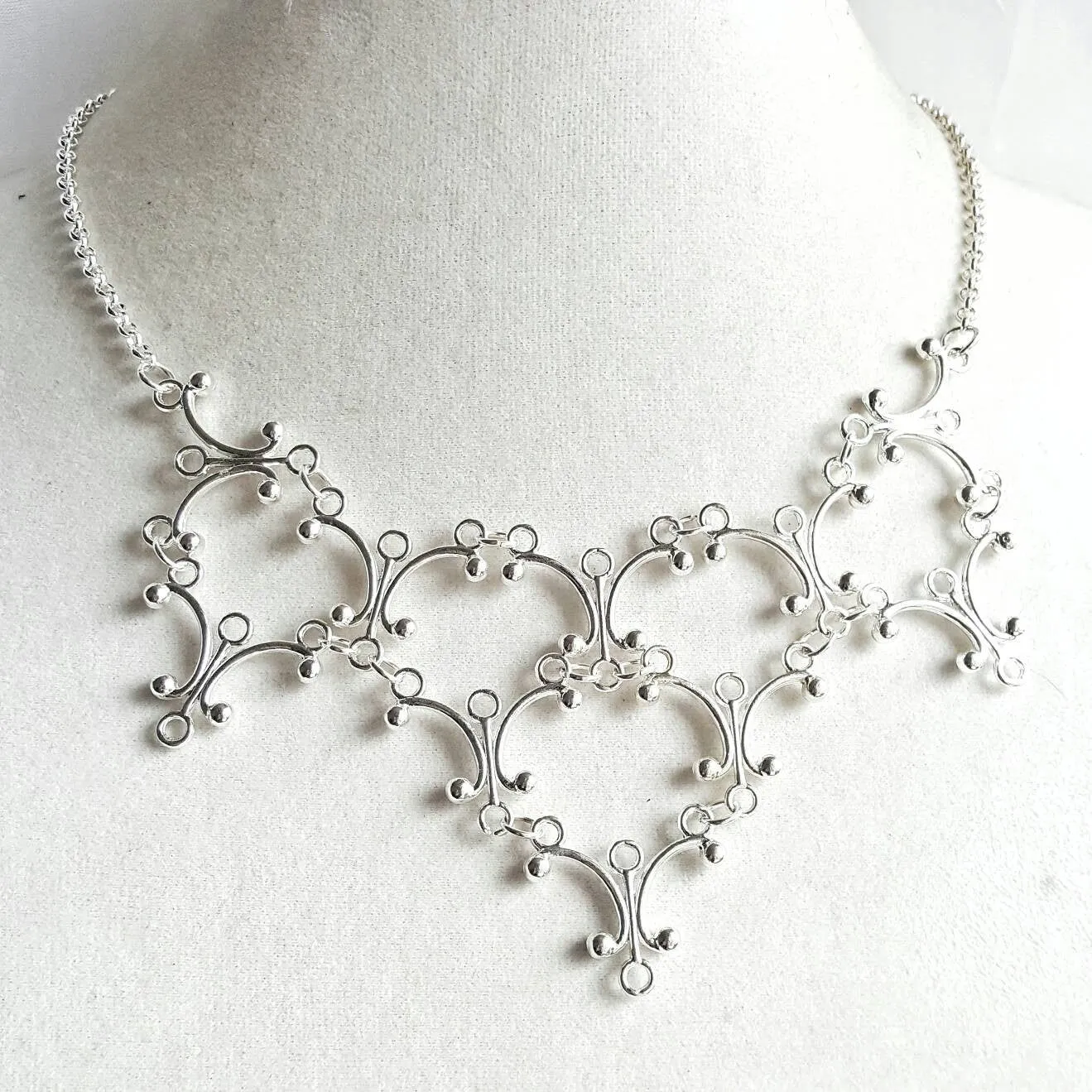 Silver Gothic Necklace - Neo Victorian Goth Jewelry - Ren Faire - Handfasting - Queen Costume - Gothic Lolita - Handmade Statement Necklace