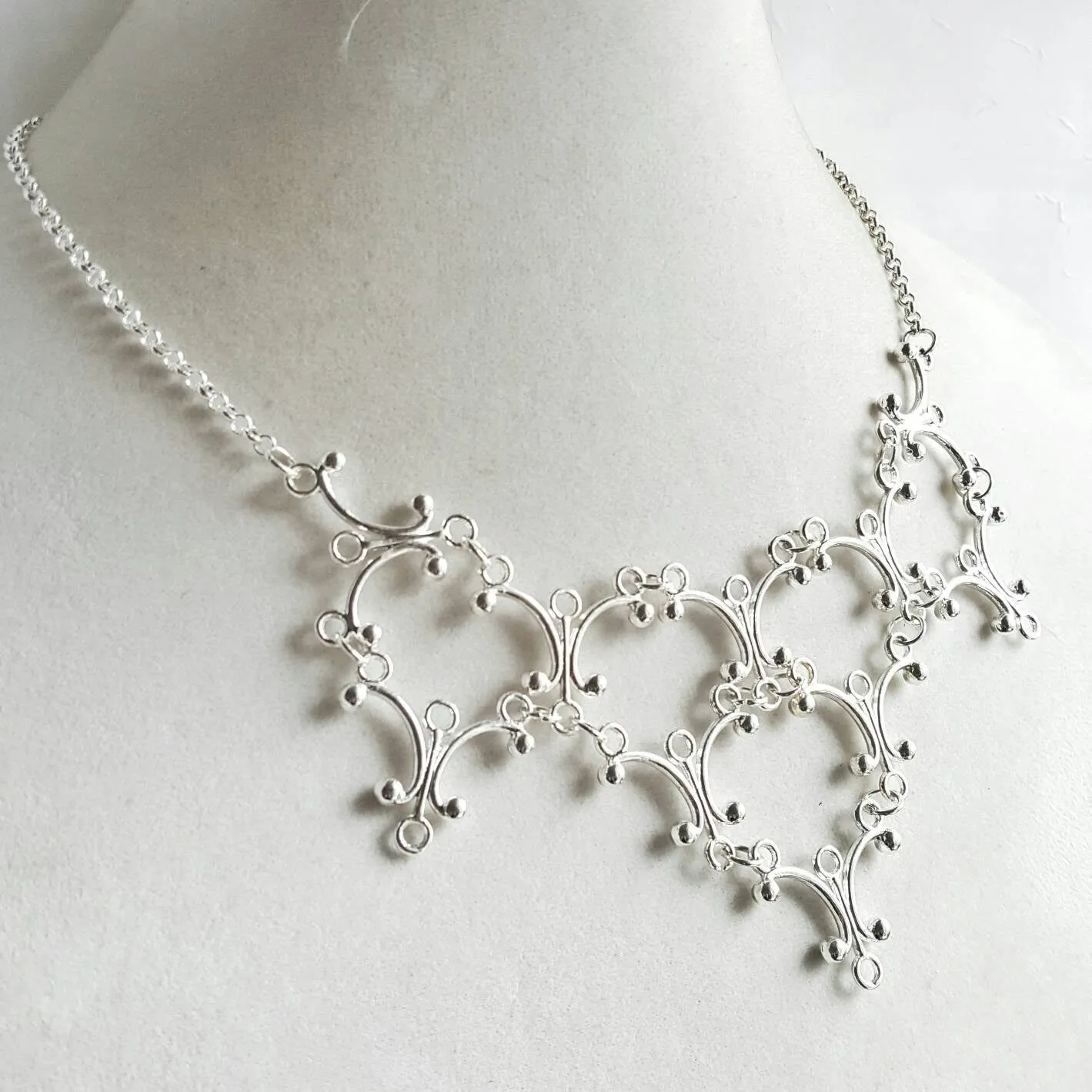 Silver Gothic Necklace - Neo Victorian Goth Jewelry - Ren Faire - Handfasting - Queen Costume - Gothic Lolita - Handmade Statement Necklace
