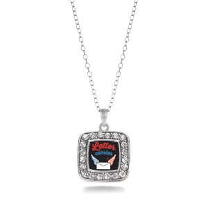 Silver Letter Carrier Square Charm Classic Necklace