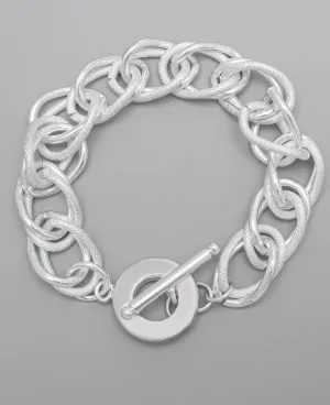Silver Plated Thick Toggle Link Bracelet