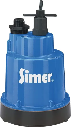 Simer Geyser 2300 Submersible Utility Pump, 1-Phase, 5.6 A, 115 V, 0.25 hp, 1-1/4 in Outlet, 1320 gph, Aluminum :EA: QUANTITY: 1
