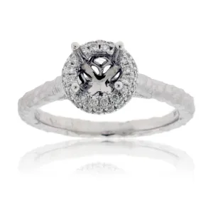Simple Halo Stone Finish Style Semi Mount Diamond Ring
