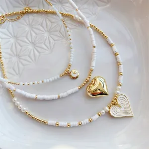 Simple Handmade Heart Charm Beaded Necklaces