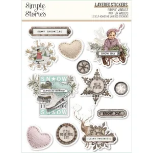 Simple Stories - Simple Vintage Winter Woods Layered Stickers - 12 pack*