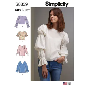 Simplicity Pattern S8839 Misses' Pullover Tunic or Tops 8839